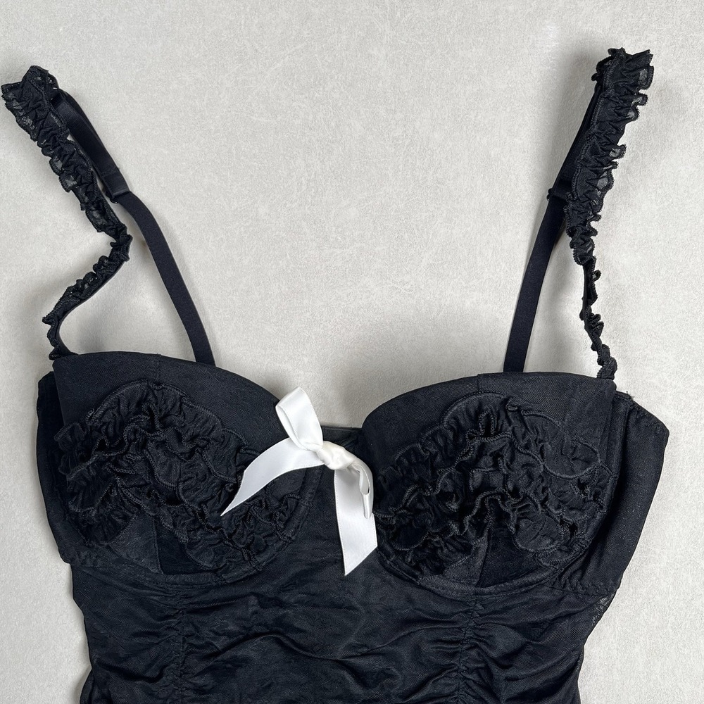 Victoria's Secret Sexy Little Things Women's Black Ruched Lingerie Garter Sz 34D - Picture 3 of 9